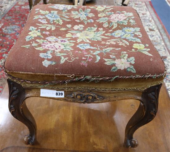 A Victorian walnut dressing stool 1ft 8in.